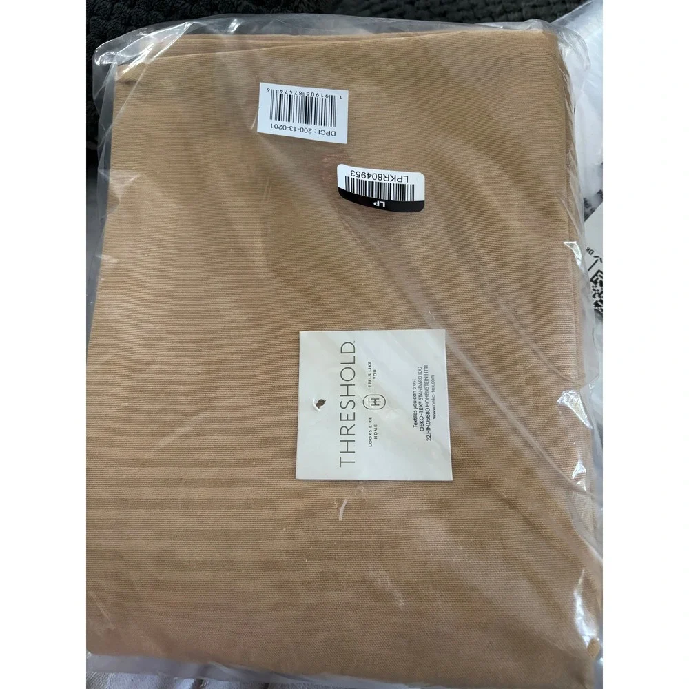 Threshold Jazz Gold Tablecloth 60 x 104 Rectangular Cotton Blend Solid Tan